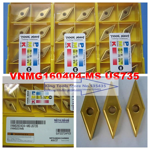 VNMG160404 MS US735 MITSUBISHI CARBIDE INSERT (VNMG331MS US735) 10pcs per pack MILLING INSERTS