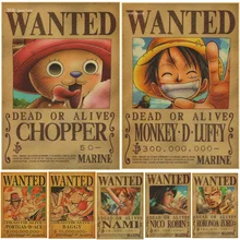 1 шт. домашний Декор наклейки на стену Винтаж бумага аниме плакат одна деталь постеры Luffy Wanted