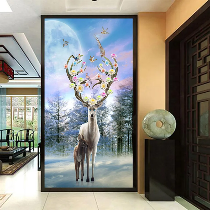 

5D DIY Full Drill Diamond Painting Cross Stitch By Number Kit Forest Elk Diamond Crystal Embroidery Handmade Craft Wall Decor