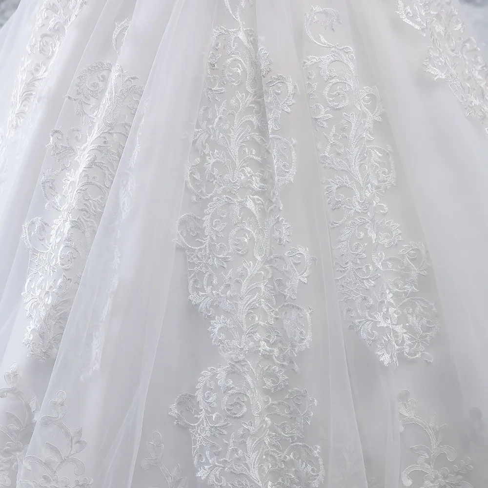 Fansmile роскошный кружевной длинный шлейф бальное платье свадебное платье Vestidos de Novia принцесса качественное свадебное платье FSM-526T