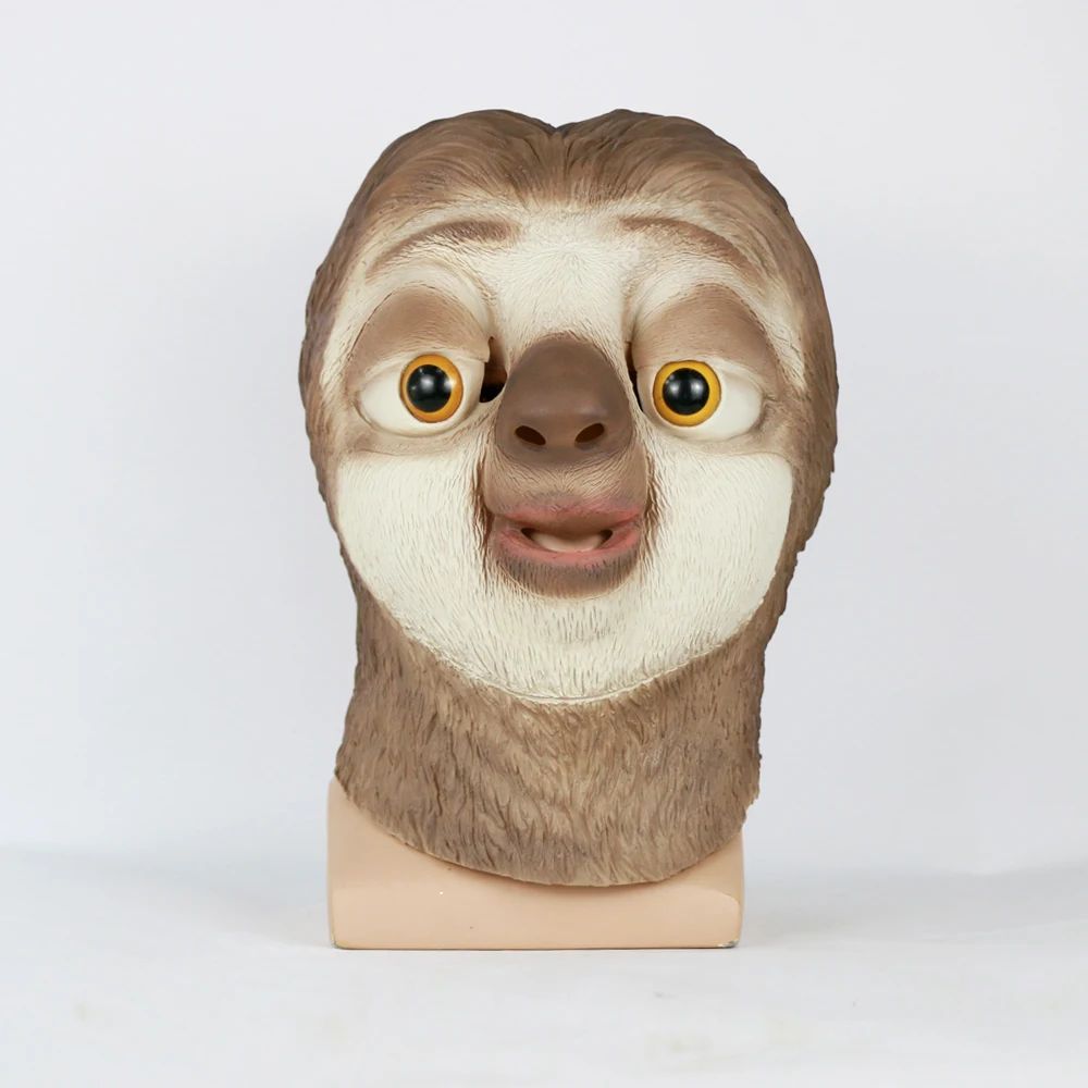 Latex Sloth Mask Zootopia Flash Sloth Mask Complete Latex Animal Head Mask Halloween Party Cosplay Prop Accessories Toys (2)