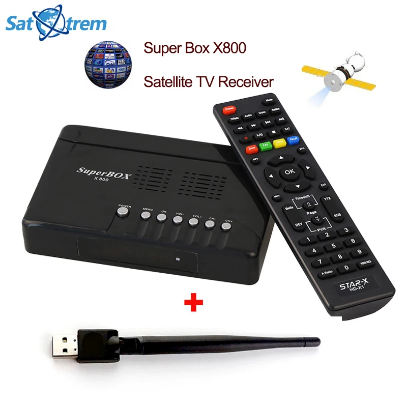 Satellite TV Receiver decoder Super Box X800 DVB S2 free v8 USB Wfi ...