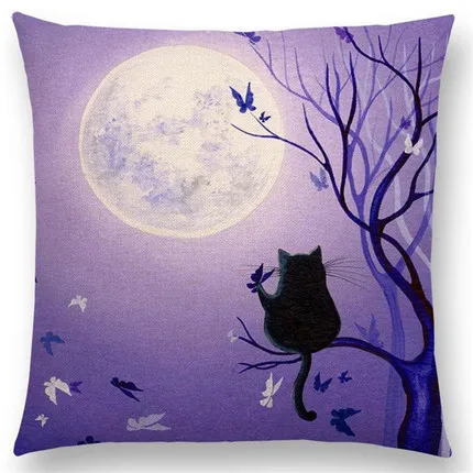 Алиса сны милый кот волшебная луна ночь чудес Изумрудный лес ведьмы Хэллоуин танец подушка для дивана бросок наволочка - Цвет: 11