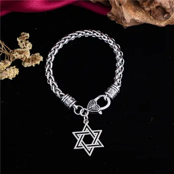 Star of David Charm Bracelet Wheat Chain Bracelets, Israel Judaism Jewelry Gift