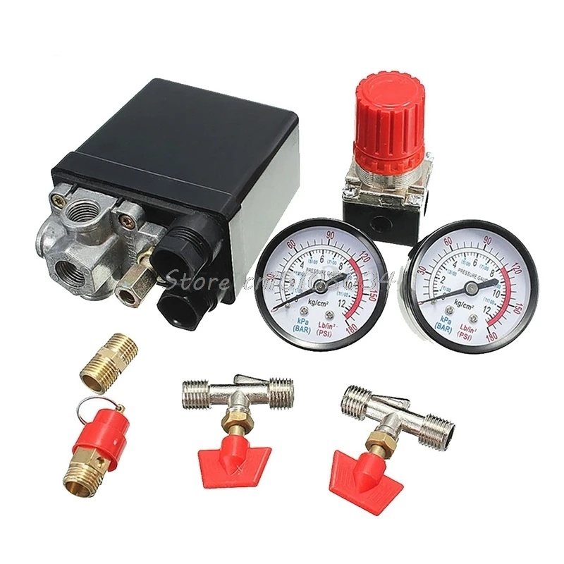 120PSI Air Compressor Pressure Valve Switch Manifold Relief Regulator
