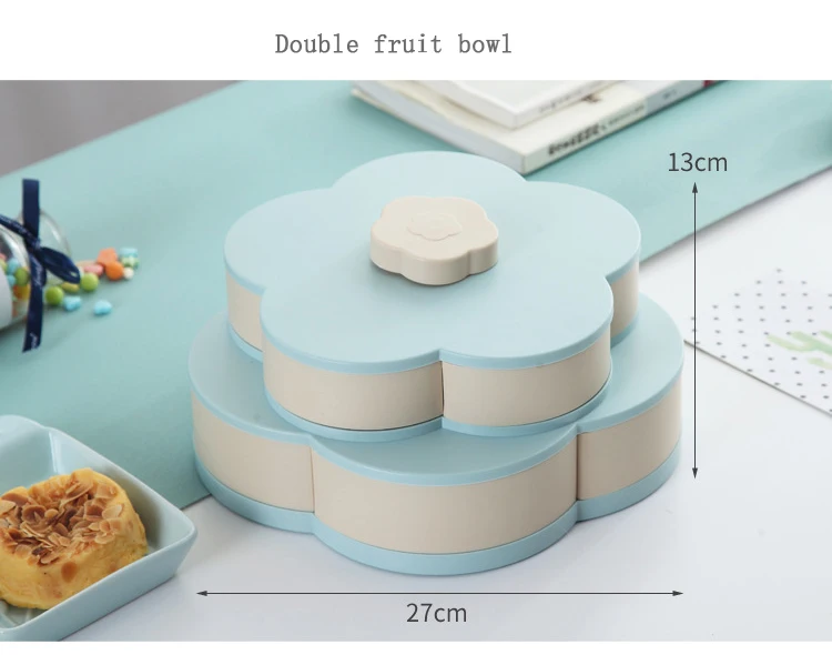 Креативный двухслойный Лепесток коробка для конфет орехи Чехол Коробка для хранения еды для перекуса контейнер для гостиной вращающаяся Фруктовая тарелка Настольный Органайзер