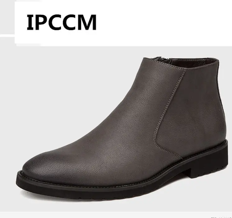

IPCCM Men's Casual Martin Boots Low Boots Autumn Retro England Tooling Men's Boots Size 45