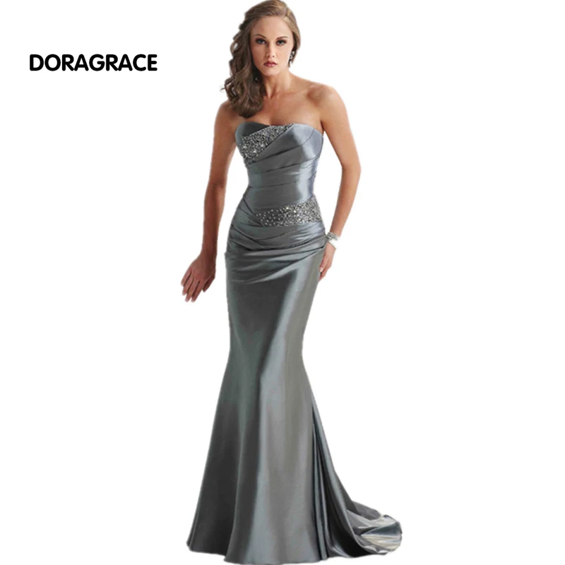 

robe de soiree Elegant Strapless Lace-up Mermaid Designer Evening Dresses Formal Evening Dresses For Women DGE039