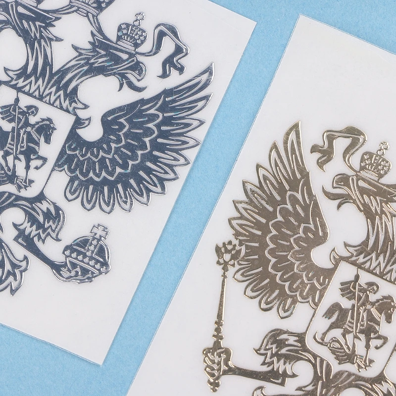 Hot New 1 Pc Coat of Arms of Russia Auto Car Sticker Russian Eagle Decal Stickers For Car Styling Gold / Sliver High Quality