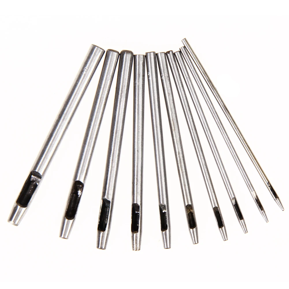 

10pcs/set 0.5-5mm Metal Craft Punch Leather Tool Puncher Hole Craft Set Hollow Puncher Belt DIY Leather Craft Tool