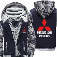 Мужские толстовки с капюшоном, куртка с логотипом Mitsubishi, мужские толстовки с капюшоном, зимние Утепленные флисовые хлопковые камуфляжные мужские куртки-реглан на молнии