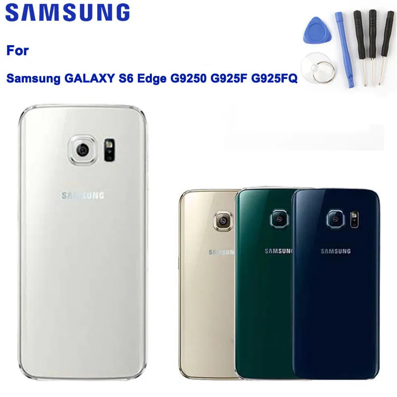 

Original SAMSUNG Back Battery Cover For Samsung GALAXY S6 Edge G9250 G925F G925FQ Back Cover Cases Phone Battery Glass Backshell