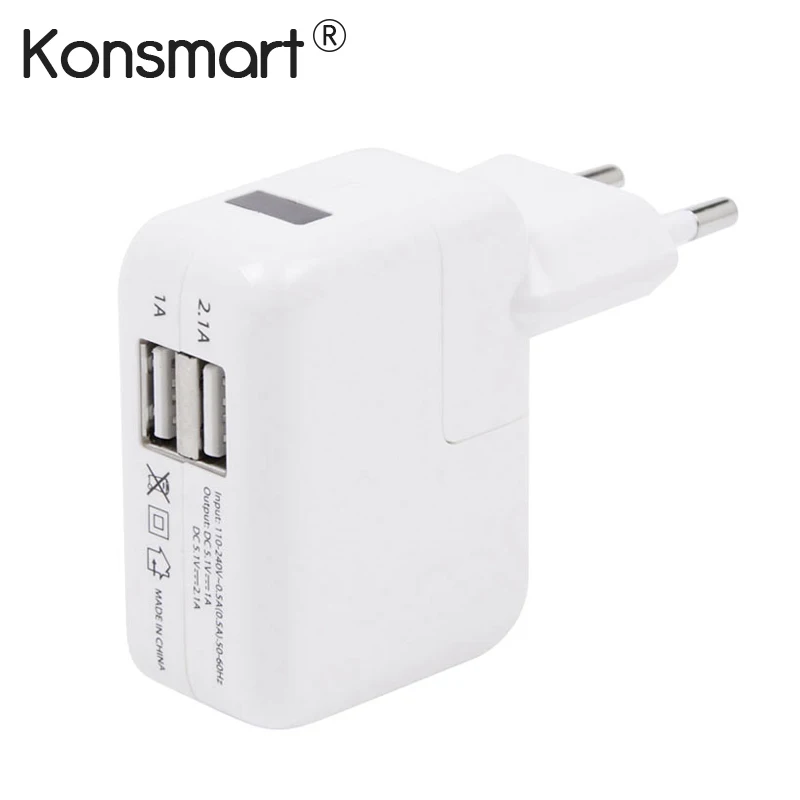New Euro Two-ports Dual USB Power Adapter Travel Charger for iPhone 5s 6 6s 7 Plus iPad Air Mini Samsung Mobile Phone and Tablet