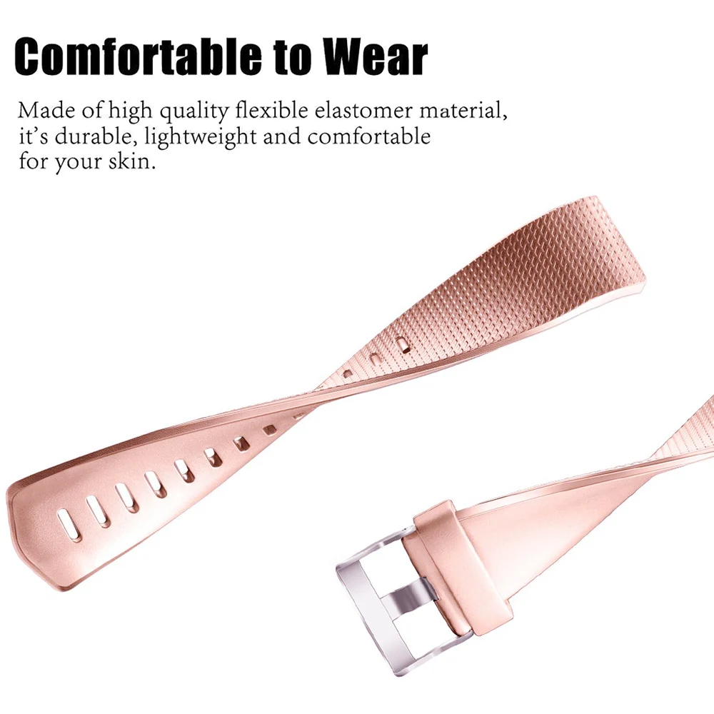 Honecumi Wrist Band For Fitbit Charge 2 TPU Watchband Accessory Wrist Strap For Fitbit Charge 2 Rose GoldSilver Bracelet  (3)