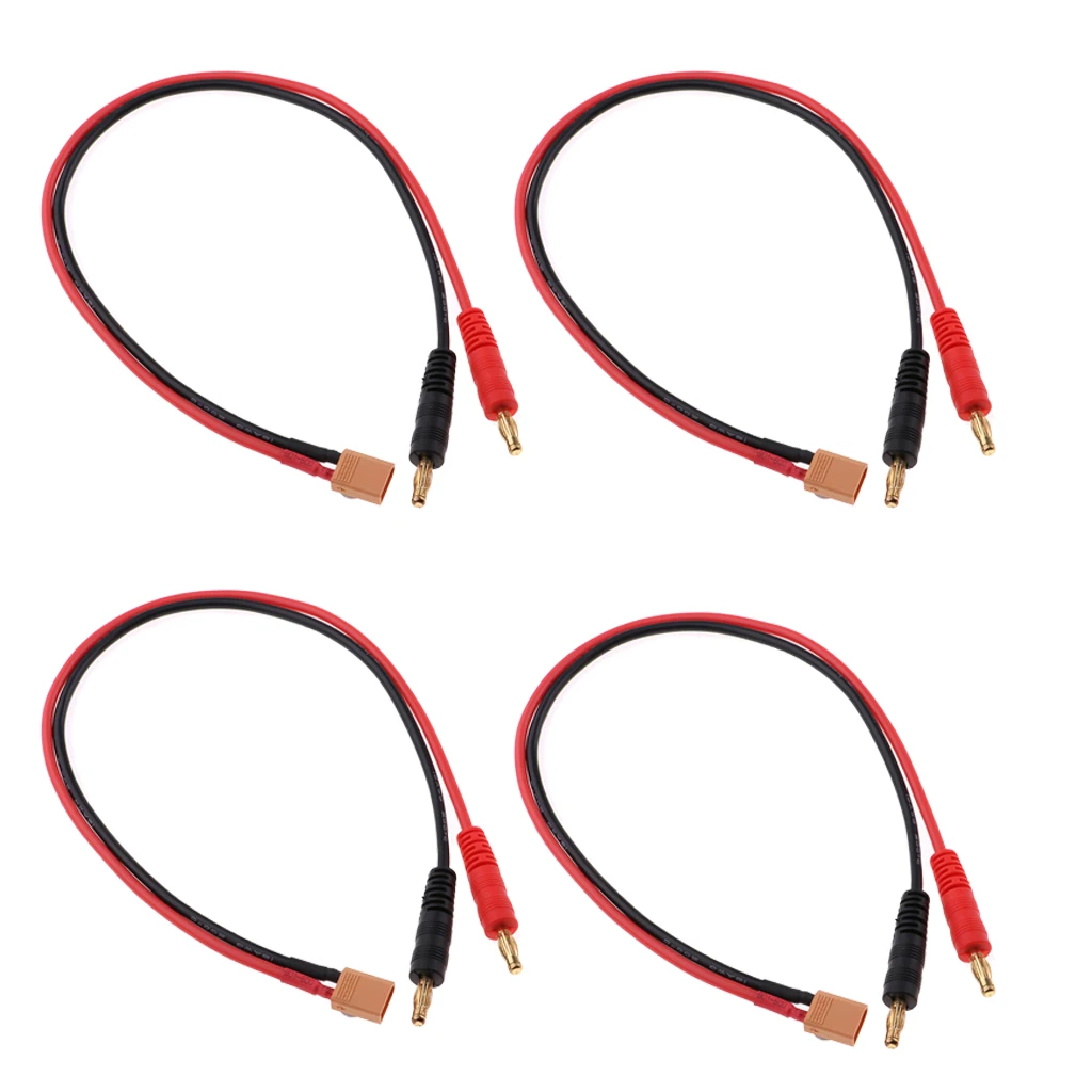 4pcs RC Lipo Battery Charger Plug ,Charging Cable Lead ,XT30 Connector Banana Plug