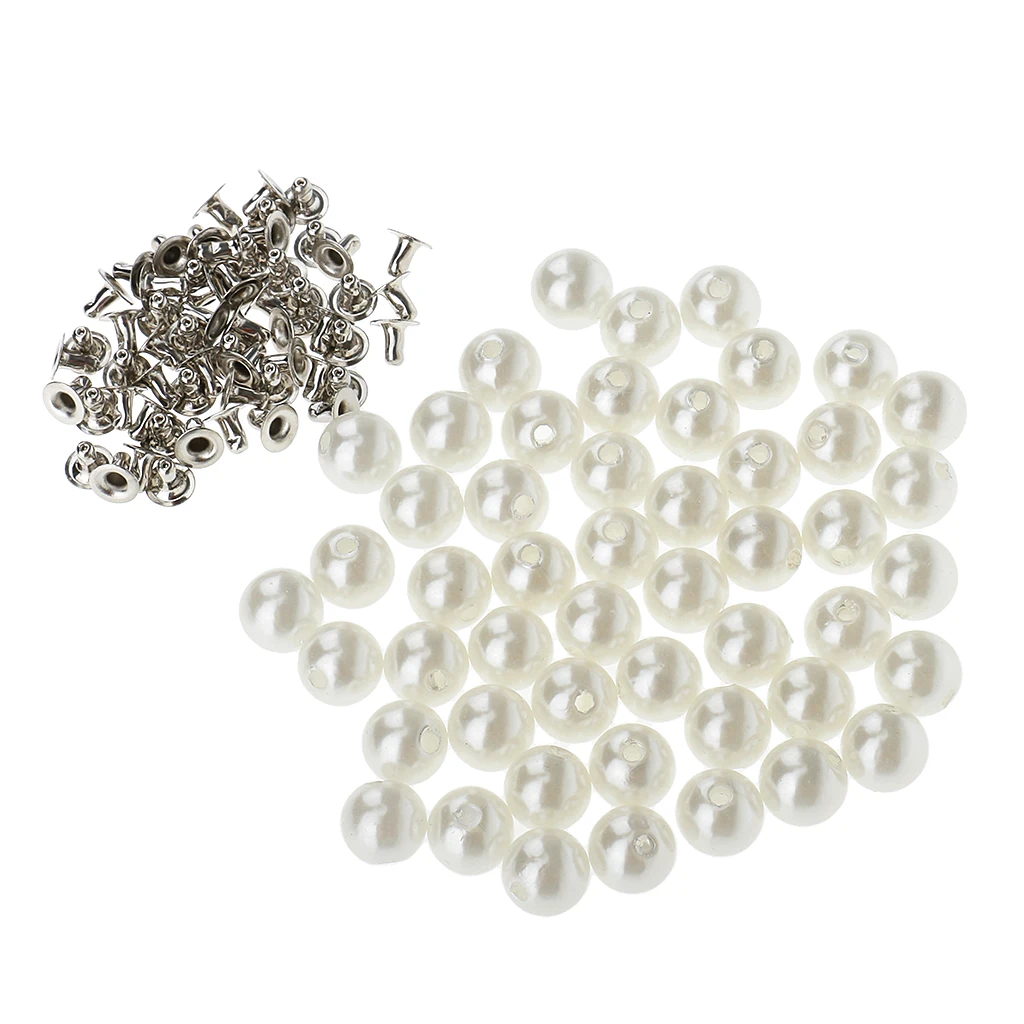 100 Sets Screw Plastic Pearl Stud Leathercraft Rivets For DIY Dress Jeans Clothing Decor 6mm 10mm