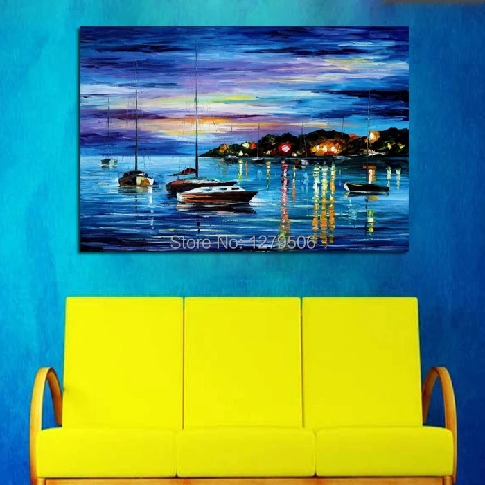 

100%Handpainted Abstract Quiet Little Bay Knife Thick Oil Painting On Canvas Wall Picture For Home Decor As Best Gift