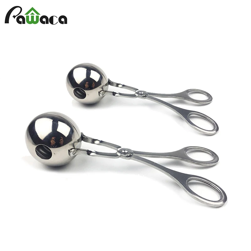

2pcs/set Stainless Steel Meatball Maker Meat Baller Tongs Fish Meat Ball Maker Cake Pop Ice Tongs Cookie Dough Scoop for Kitchen