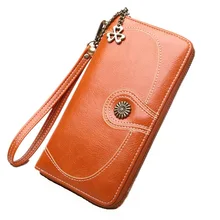 2018 Vintage Oil Wax Leather Wallets Women Long Purse Phone Pouch Zipper Purse Women Clutch Purses iPhone 7 dicihaya genuine leather women wallets wax oil leather long ladies wallets clutch design purse hand bags women purses phone bag