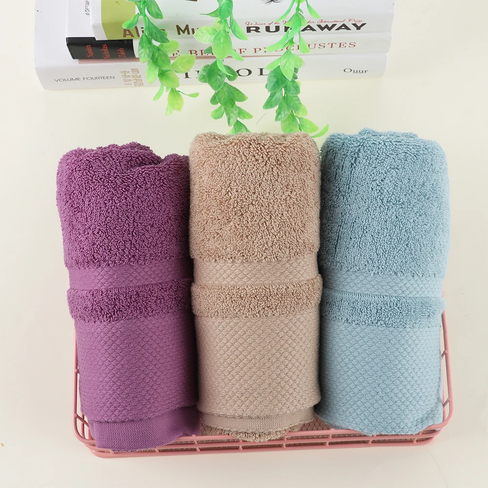 

1PC 100% Cotton Absorbent Solid Color Soft Comfortable Top Grade Men Women Family Shower Bathroom Hand Towel Dry Quick