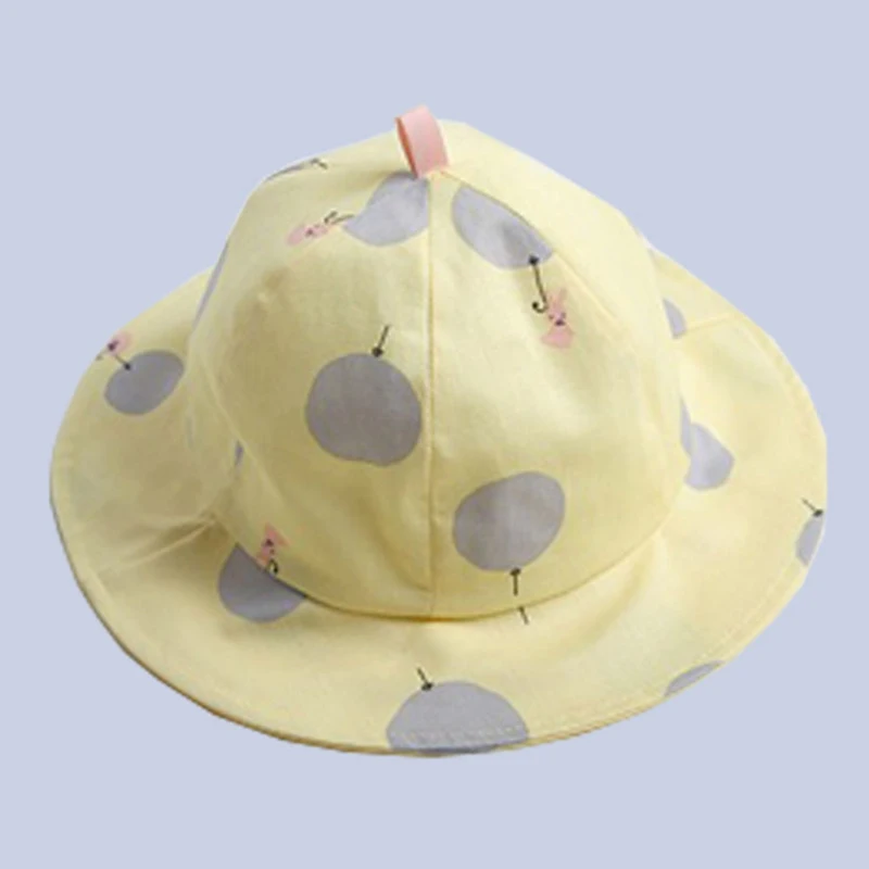 Милая шляпа для маленьких девочек на весну и лето, детская шляпа от солнца для маленьких девочек, шапки в горошек, детская Панама для девочек и мальчиков, женские солнцезащитные пляжные шляпы - Цвет: yellow