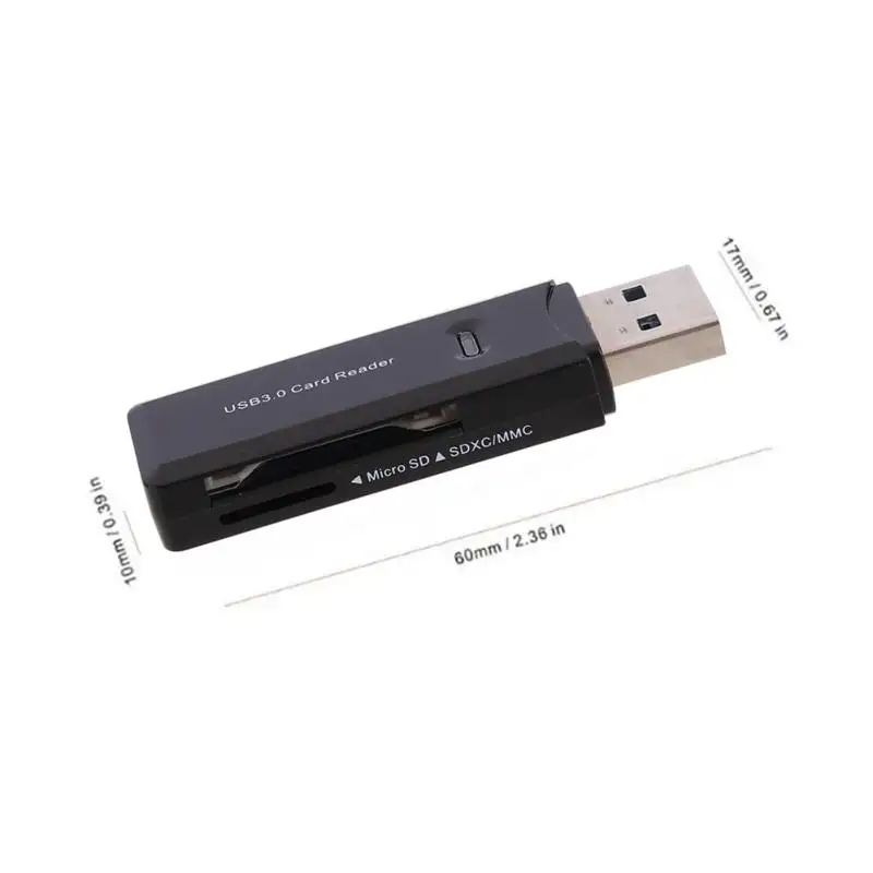 Mini USB 3,0 Class10 высокое Скорость Card Reader Поддержка Micro SD TF SD MMC карта SDXC с Светодиодный индикатор считыватели карт памяти