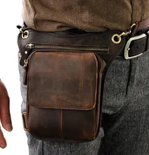 2016 neue Top Qualität Echte echtem Leder männer vintage Brown kleine Hip Bum Gürteltasche Hüfttasche Drop Beinbeutel 211-1