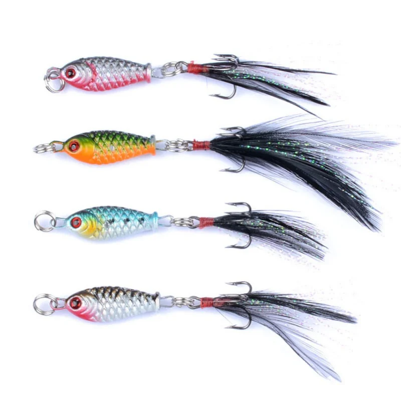 

1Pcs New Arrival Fishing Bait Fishing Tackle Lead Fish 6g 3.2cm 8# Feather Hook Fishing Lure Valentine's Day Gift for husband