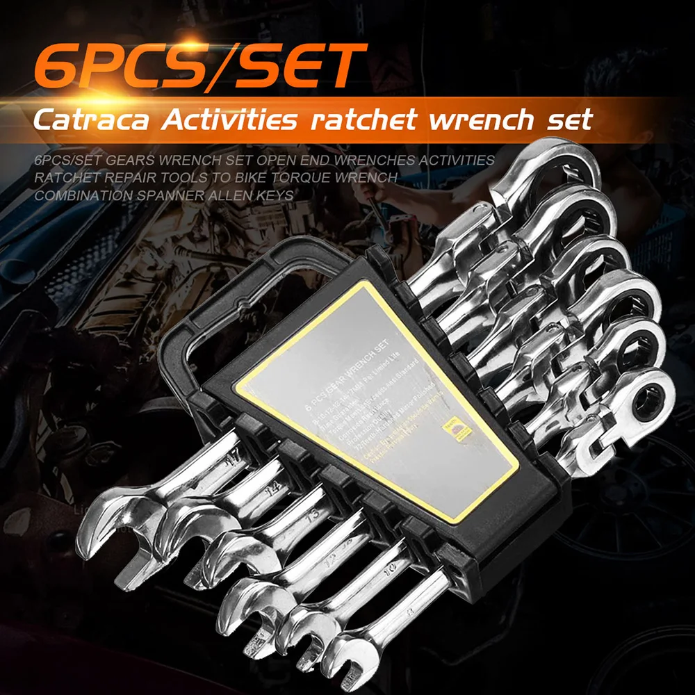 6 шт./компл. открытого конца Ratchet для шлица «звездочка» Набор торцевых гаечных ключей Инструменты для ремонта крутящий момент Комбинации гаечный ключ с храповым механизмом для шлица «звездочка» Набор торцевых гаечных ключей автомобиля инструменты