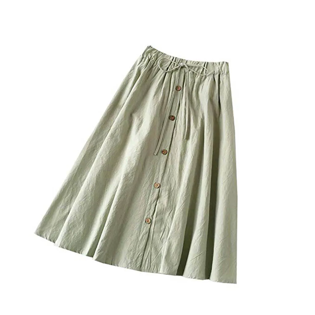 Green Jaycosin Женская одежда, одноцветные юбки, однобортные, кружевные, высокая талия, простая, скейтерская, расклешенная, красивая юбка - Цвет: Green