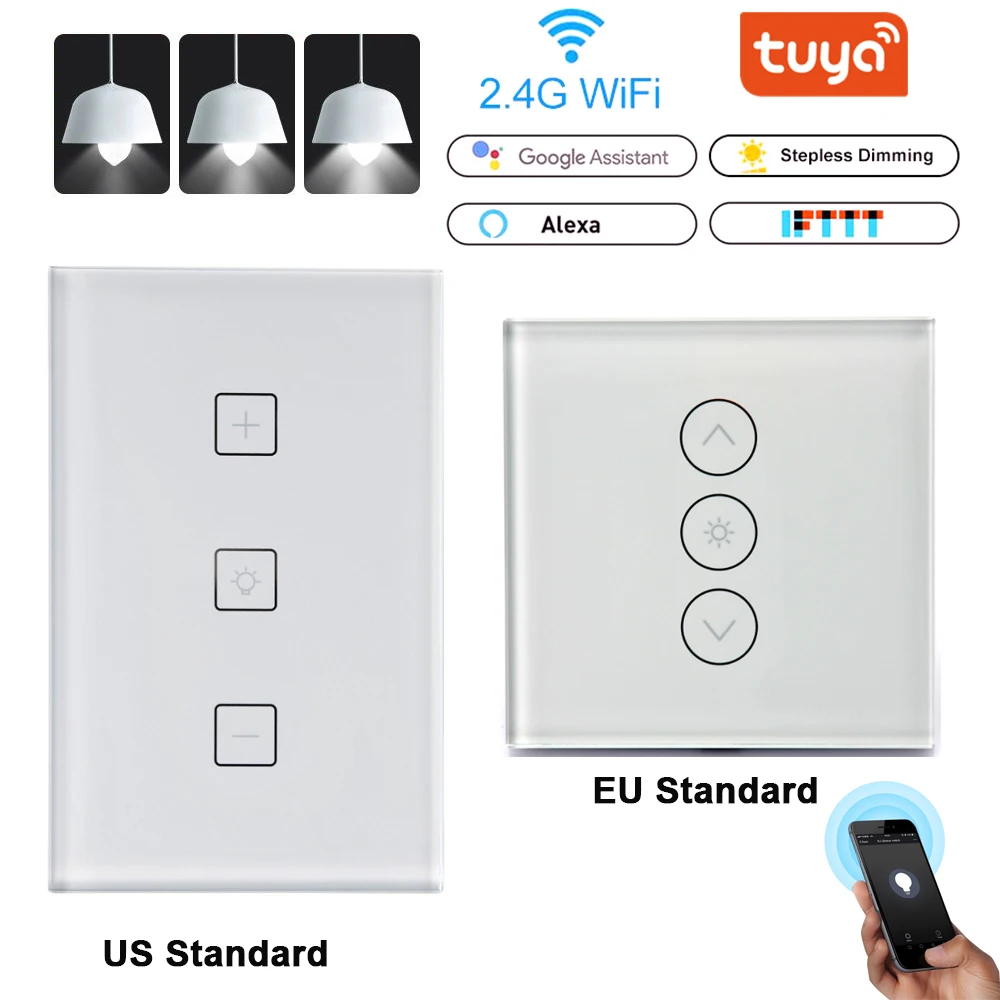 

Smart Light Dimmer US/EU Standard In Wall Touch Control WiFi Light Switch Work with Alexa Google Assistant IFTTT