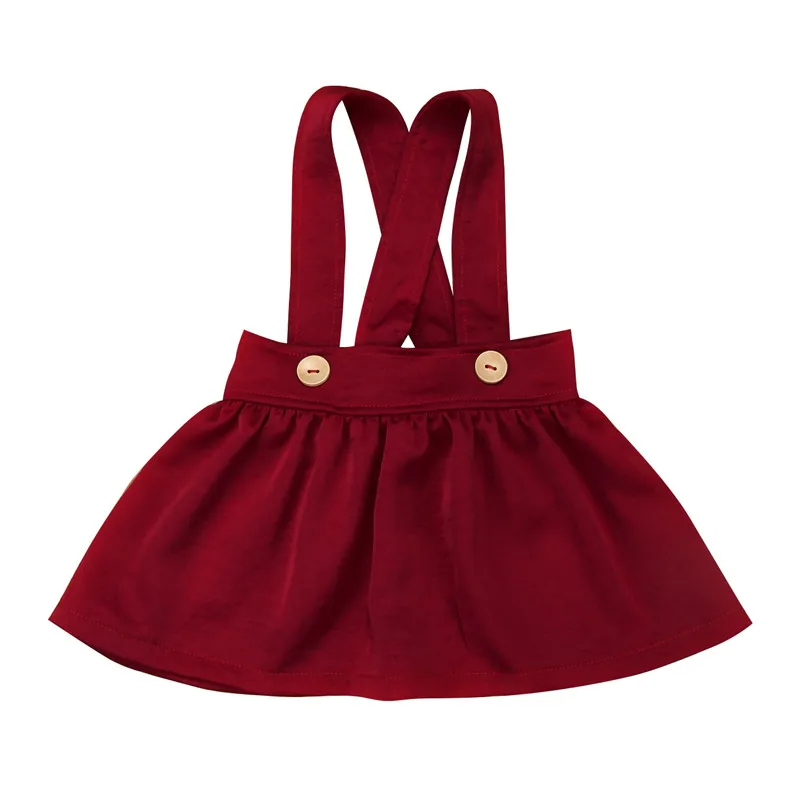 

Lovely Girls Summer Strap Skirts Solid Color Baby Girls High Waist Pleated Overalls Party Skirts