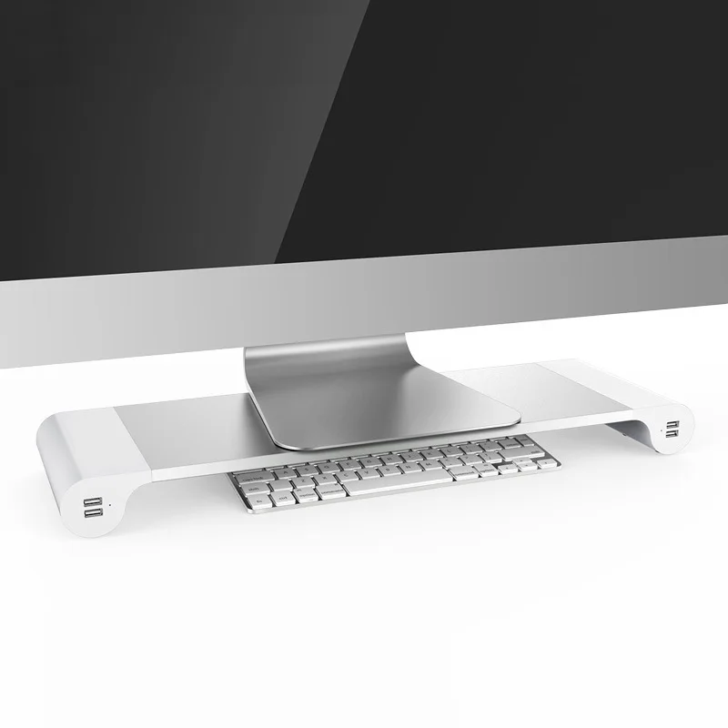 

Aluminum Laptop Monitor Mount Tablet Stand Holder Space Bar with Keyboard Storage for Laptop MacBook (4 USB Ports)