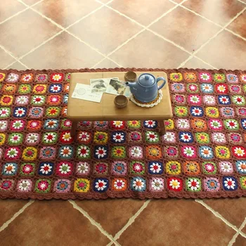 

Crochet afghan blanket Handmade fashion granny square crochet blanket cushion felt scraf table flat table linen