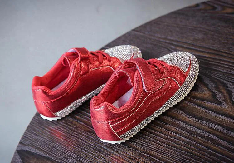Unisex Child Casual Shoes Korean Water Drill Mesh Cloth Girls Soft Bottom Antiskid Sneaker Boy's Skate shoes For Kids#27