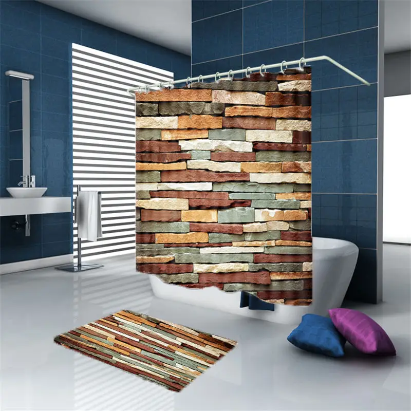 Деревянные водонепроницаемые занавески для ванной комнаты, креативные полиэфирные занавески для ванной, занавески для ванной, Прямая поставка AP19 - Цвет: 14