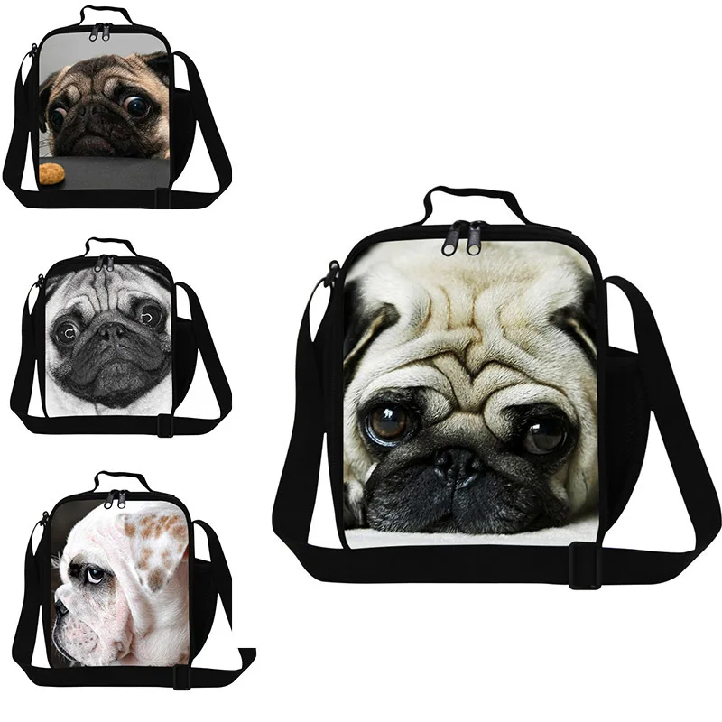 animal pug dog print lunch bag children thermal lunch box bag Insulated