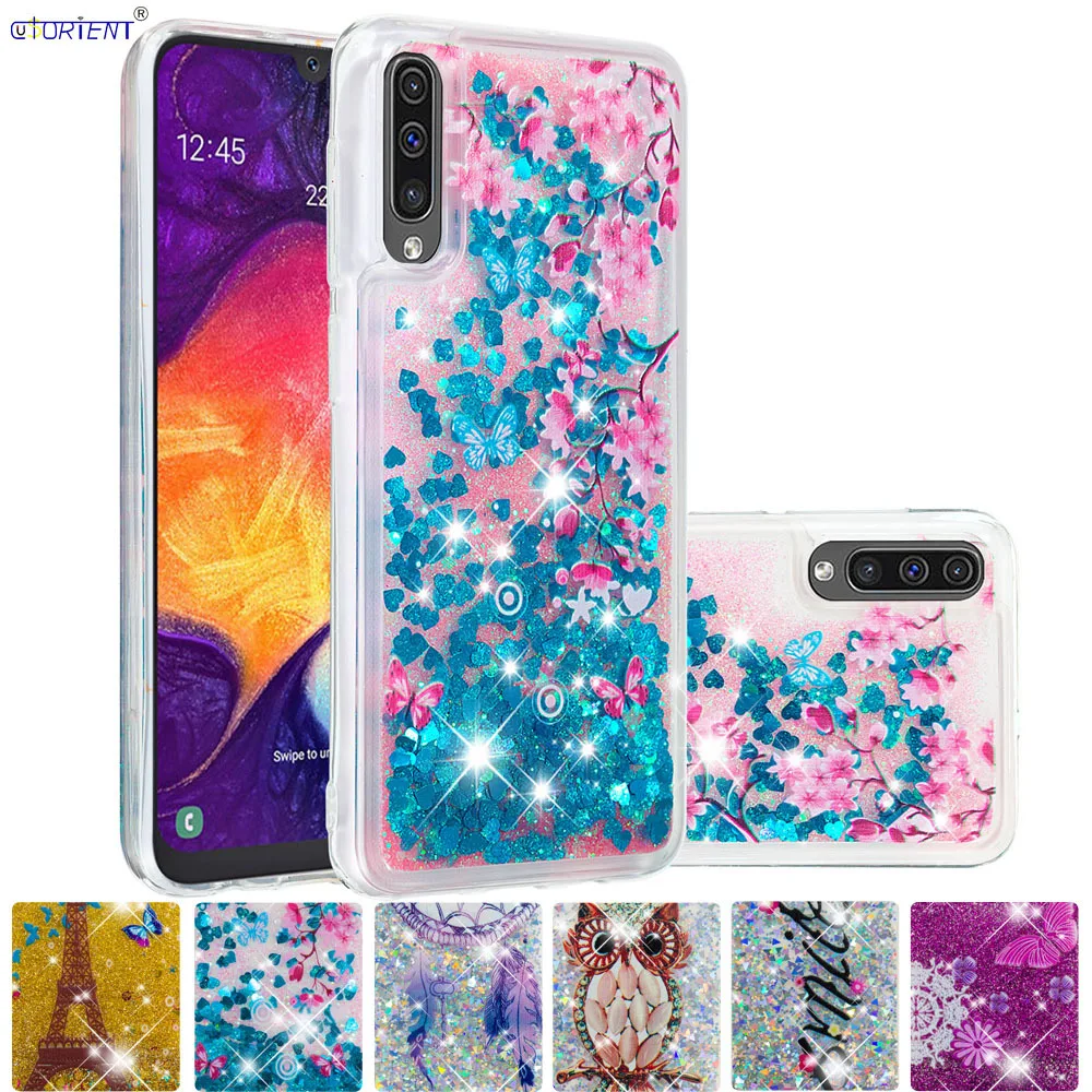 

Cute Full Cover for Samsung Galaxy A50 2019 Dynamic Liquid Glitter Bumper Case SM-A505FN/DS SM-A505FM/DS SM A505FM/DS Soft Cases