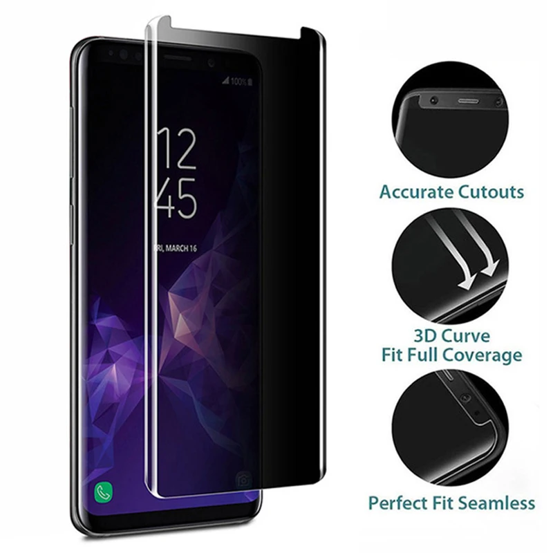 

3D Curved 9H Case Friendly Privacy Tempered Glass For Samsung Galaxy Note 9 8 S8 S9 Plus Anti Spy Peeping Screen Protector Film