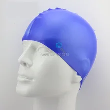 High grade silicone swimming cap Monochrome adult soft silicone swimming cap antiskid earmuffs swimming cap