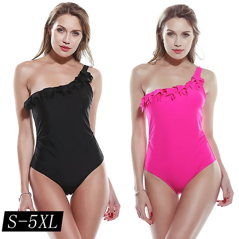 Women's Sexy One-piece Swimsuit Women's Swimwear One-Shoulder Swimsuit Ruffled One Piece Swimsuit Beach Swimwear Swimsuit Large