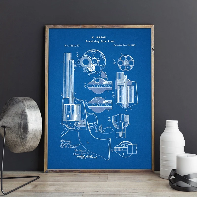 Hand Gun Patent Painting Military Decorations