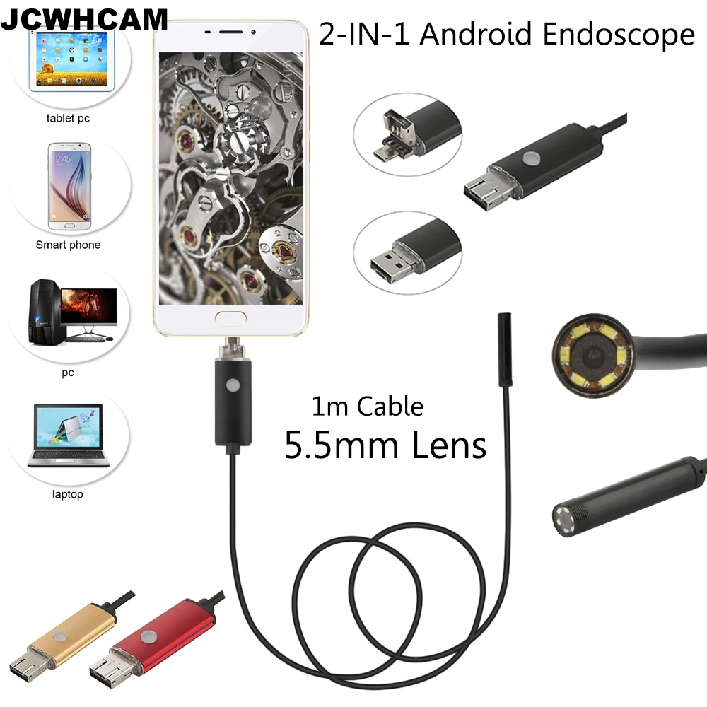 

5.5mm USB Android Endoscope Camera 1M 2M 5M Smartphone Flexible Snake Camera Android PC USB Borescope Camera For Car Fix