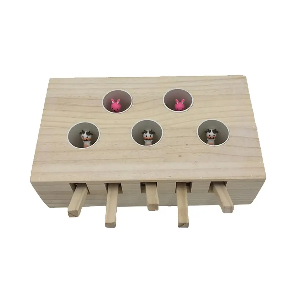 

1 Pc 5-Hole Imitation Mole Mouse Playing Game Cat Dog Wooden Biting Pet Toy Decor