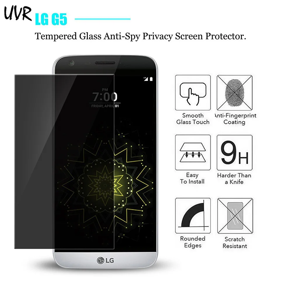

For LG G5 ANTI-Spy Privacy Tempered Glass Screen Protector Premium 5.3" Protective Guard Pelicula Anti Spy Film For LG G5