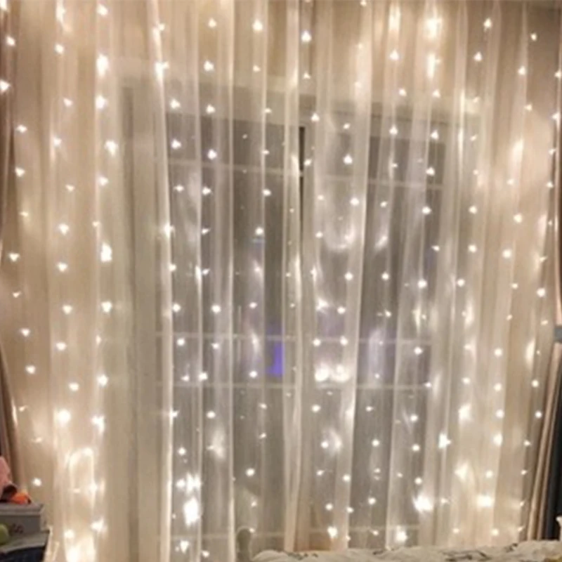 

3x3M Curtain LED String Light Fairy Icicle LED Garland EU Plug String Fairy LED Lights For Wedding/Party/Patio Christmas Decor