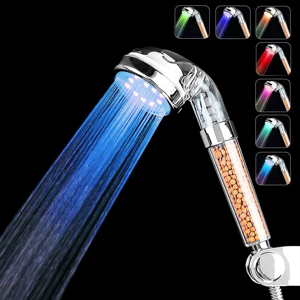 Water Hand LED Shower Heads Nozzle On Shower Water Saving Faucet