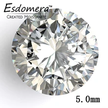 Color F Esdomera Moissanites 0.5 Carat 5.0mm Corte Redondo Piedra Preciosa Floja de Prueba como Verdadera Moissanites Laboratorio Crecido Diamante Joyería
