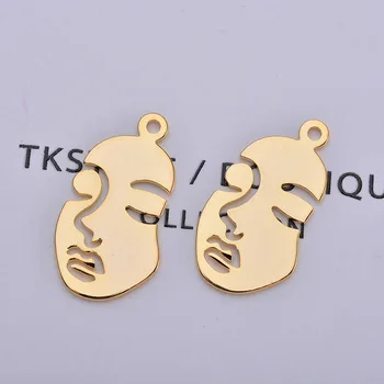 

10x20MM 18x34MM 24K Gold Color Brass Hollow Face Pendants Charms High Quality Diy Jewelry Findings Accessories