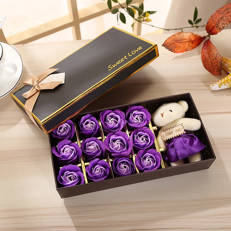 Flone Scented Soap Flower Gift Box Artificial Flower Creative Gift Simulation Rose Flower Fake Flower Valentine's Day Gift  (10)